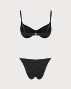 Black Textured Triangle Bikini Set