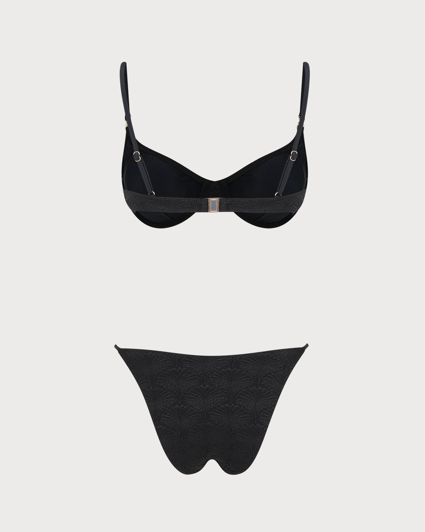 Black Textured Triangle Bikini Set
