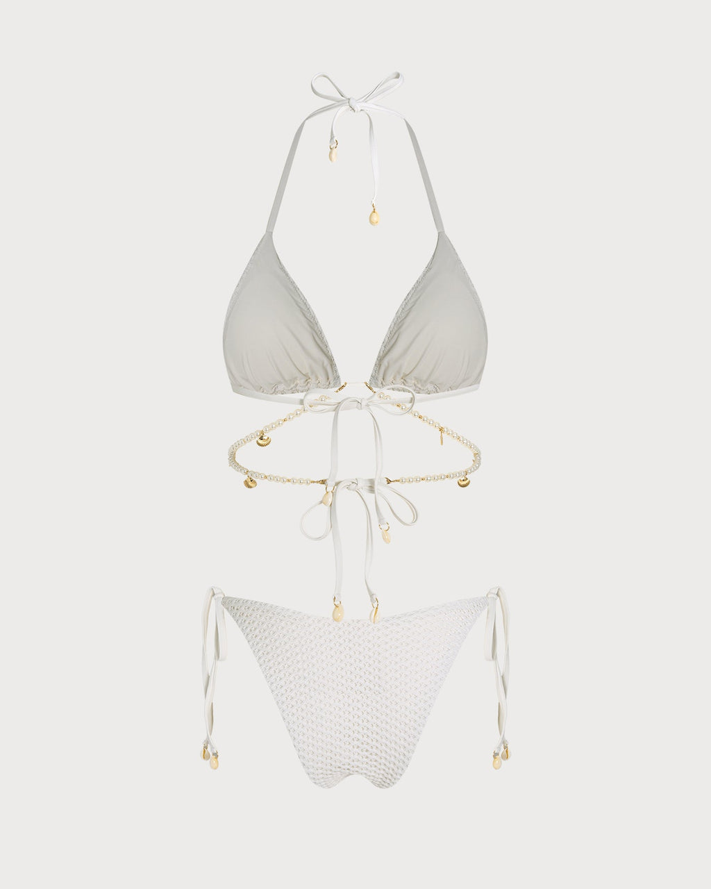 White Tie Strap Triangle Bikini Set