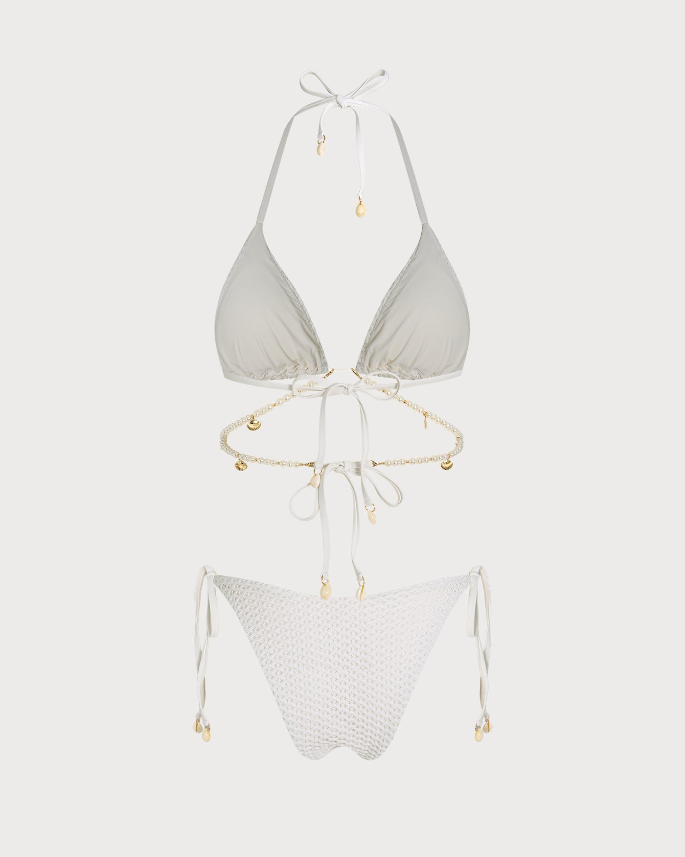 White Tie Strap Triangle Bikini Set