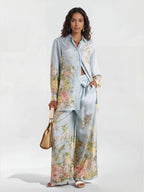 Pastel Floral Wide-Leg Pants